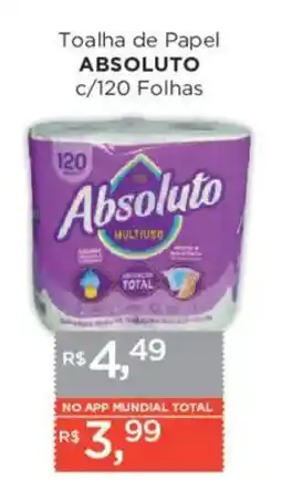 Supermercados Mundial Toalha de Papel ABSOLUTO c/120 Folhas oferta