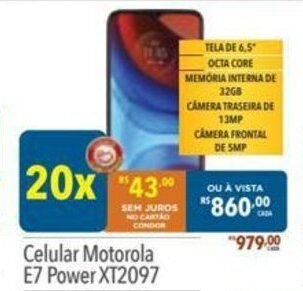Supermercados Condor Celular Motorola E7 Power XT2097 oferta
