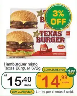 Giga Atacado Hambúrguer misto Texas Burguer oferta