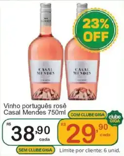 Giga Atacado Vinho português rosê Casal Mendes oferta