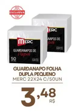 Mercadão Atacadista Guardanapo folha dupla pequeno merc 22x24 c/50un oferta