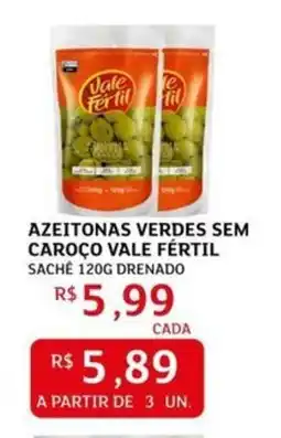 Assaí Atacadista Azeitonas verdes sem caroço vale fértil sache drenado oferta