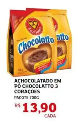 Assaí Atacadista Achocolatado em pó chocolatto 3 corações oferta