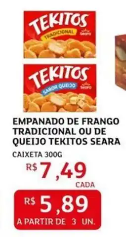 Assaí Atacadista Empanado de frango tradicional ou de queijo tekitos seara caixeta oferta