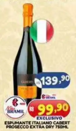 Bramil Supermercados Exclusivo espumante italiano cabert prosecco extra dry oferta