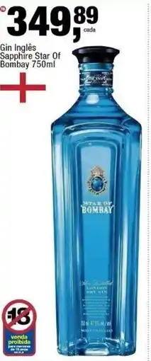 Frangolândia Gin Inglês Sapphire Star Of Bombay oferta