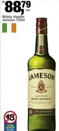 Frangolândia Whisky irlandês Jameson oferta