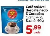 Carrefour 3 corações - café solúvel descafeinado oferta