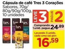 Carrefour 3 corações - cápsula de café tres oferta