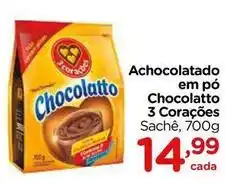 Carrefour 3 corações - achocolatado em pó chocolatto oferta