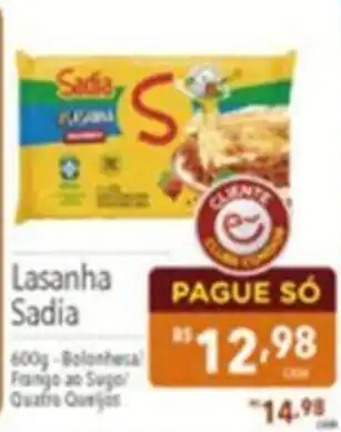 Supermercados Condor Lasanha Sadia oferta