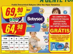 Rede Supermarket Fralda Descartável Babysec Ultra Sec Hiper Tamanhos oferta
