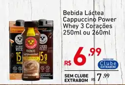 Extrabom Supermercados Bebida Láctea Cappuccino Power Whey 3 Corações oferta