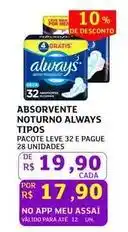 Assaí Atacadista Always - absorvente noturno tipos oferta