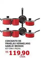 Assaí Atacadista Brinox - conjunto de panelas vermelhas garlic oferta