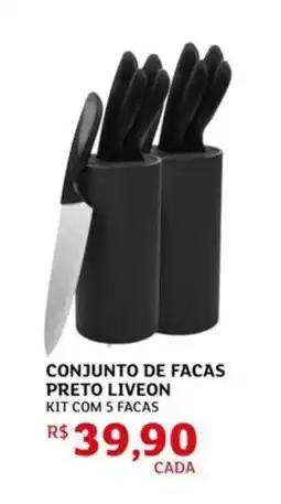 Assaí Atacadista Conjunto de facas preto liveon oferta