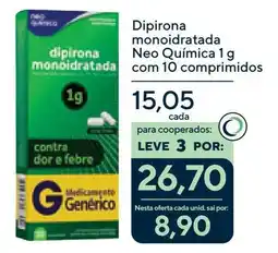 Coop Dipirona monoidratada Neo Química 1g com 10 comprimidos oferta