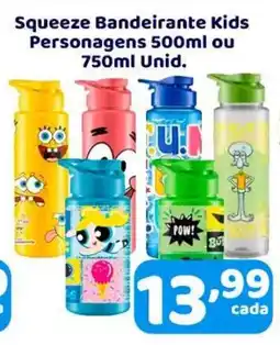 X Supermercados Squeeze Bandeirante Kids Personagens oferta