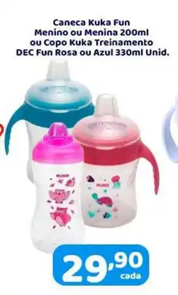 X Supermercados Caneca Kuka Fun Menino ou Menina ou Copo Kuka Treinamento DEC Fun Rosa ou Azul Unid. oferta