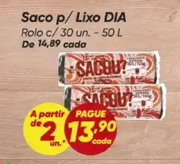 Dia Saco p/Lixo DIA Rolo c/ 30 un. oferta