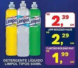 Roldão Limpol - detergente líquido oferta
