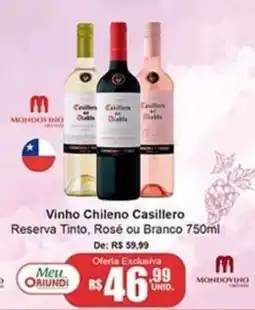 Oriundi vinho chileno casillero reserva tinto, rosé ou branco oferta
