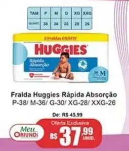 Oriundi Fralda huggies rápida absorção oferta