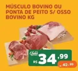 Supermercados Pague Menos músculo bovino ou ponta de peito s/ osso bovino kg oferta