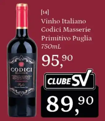 Vinho Italiano Codici Masseriere Primitivo Puglia