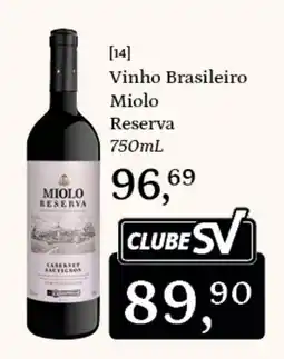 Supermercados São Vicente Vinho Brasileiro Miolo Reserva oferta