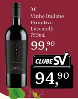Supermercados São Vicente Vinho Italiano Primitivo Luccarelli oferta