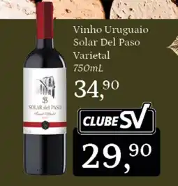 Supermercados São Vicente Vinho Uruguaio Solar Del Paso Varietal oferta