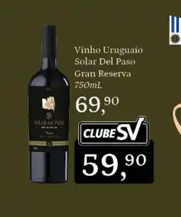 Supermercados São Vicente Vinho Uruguaio Solar Del Paso Gran Reserva oferta