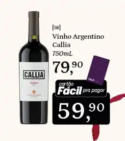 Supermercados São Vicente Vinho Argentino Callia oferta
