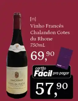 Supermercados São Vicente Vinho Francês Chalandon Cotes du Rhone oferta