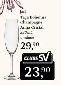 Supermercados São Vicente Taça Bohemia Champagne Anna Cristal oferta
