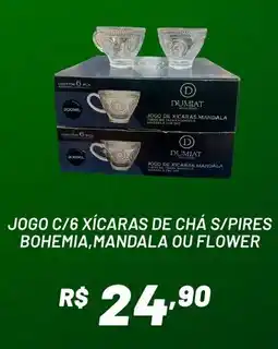 Royal Supermercados jogo c/6 xícaras de chá s/pires bohemia,mandala ou flower oferta