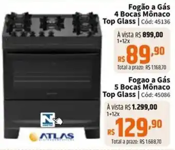 Deltasul Fogão a Gás 4 Bocas Mônaco Top Glass oferta