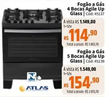 Deltasul Fogão a Gás 4 Bocas Agile Up Glass oferta