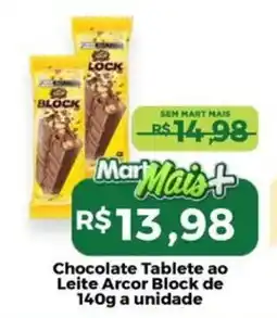 Mart Minas Chocolate Tablete ao Leite Arcor Block oferta