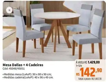 Deltasul Mesa dallas + 4 cadeiras oferta