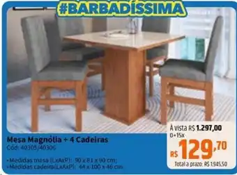 Deltasul Mesa magnólia + 4 cadeiras oferta