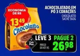 Supermercado Cubatao Achocolatado em pó 3 corações oferta