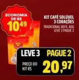 Supermercado Cubatao kit café solúvel 3 corações oferta