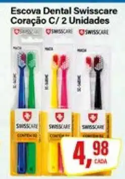 Rede Supermarket Escova Dental Swisscare Coração C/ 2 Unidades oferta