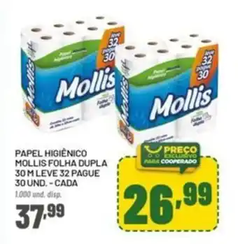 Papel higiênico mollis folha dupla