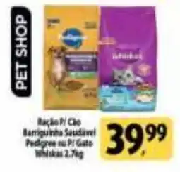 Coelho Diniz Ração P/ Cão Barriguinho Saudável Pedigree ou P/ Gato Whiskas oferta