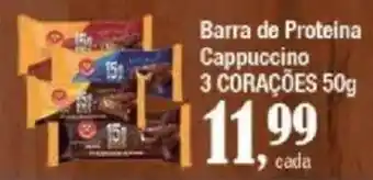 Supermercados Unidos Barra de Proteína Cappuccino 3 Corações oferta