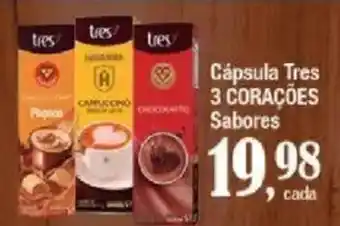 Supermercados Unidos Cápsula Tres 3 CORAÇÕES Sabores oferta