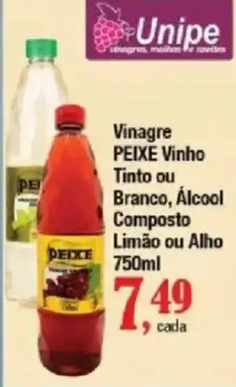 Supermercados Unidos Vinagre peixe vinho tinto ou branco, álcool composto limão ou alho oferta